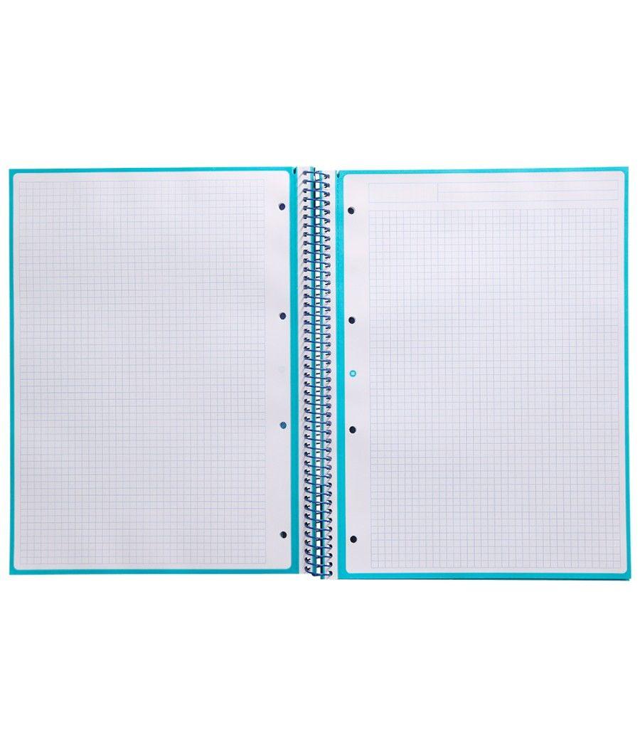 Cuaderno espiral liderpapel a4 micro antartik tapa forrada 80h 90 gr cuadro 5mm 1 banda 4 taladros turquesa - Imagen 6