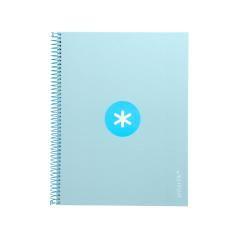 Cuaderno espiral liderpapel a4 micro antartik tapa forrada 80h 90 gr cuadro 5mm 1 banda 4 taladros celeste - Imagen 3