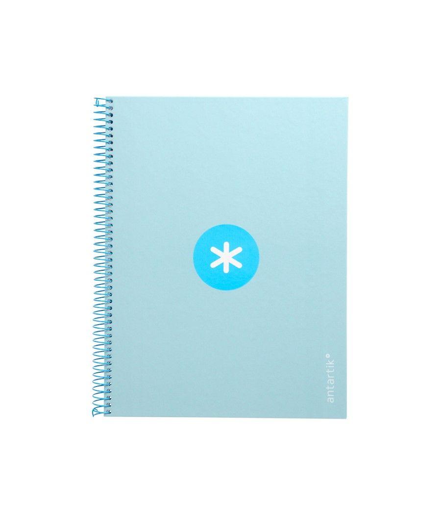 Cuaderno espiral liderpapel a4 micro antartik tapa forrada 80h 90 gr cuadro 5mm 1 banda 4 taladros celeste - Imagen 3