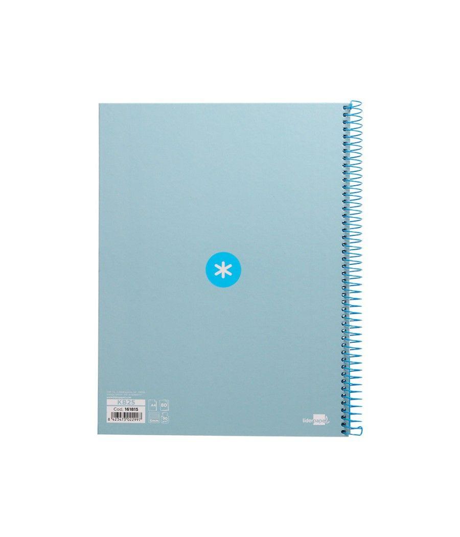 Cuaderno espiral liderpapel a4 micro antartik tapa forrada 80h 90 gr cuadro 5mm 1 banda 4 taladros celeste - Imagen 4