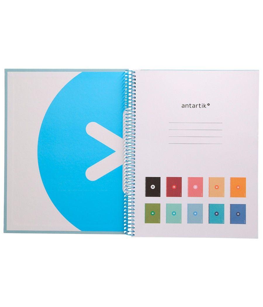 Cuaderno espiral liderpapel a4 micro antartik tapa forrada 80h 90 gr cuadro 5mm 1 banda 4 taladros celeste - Imagen 5