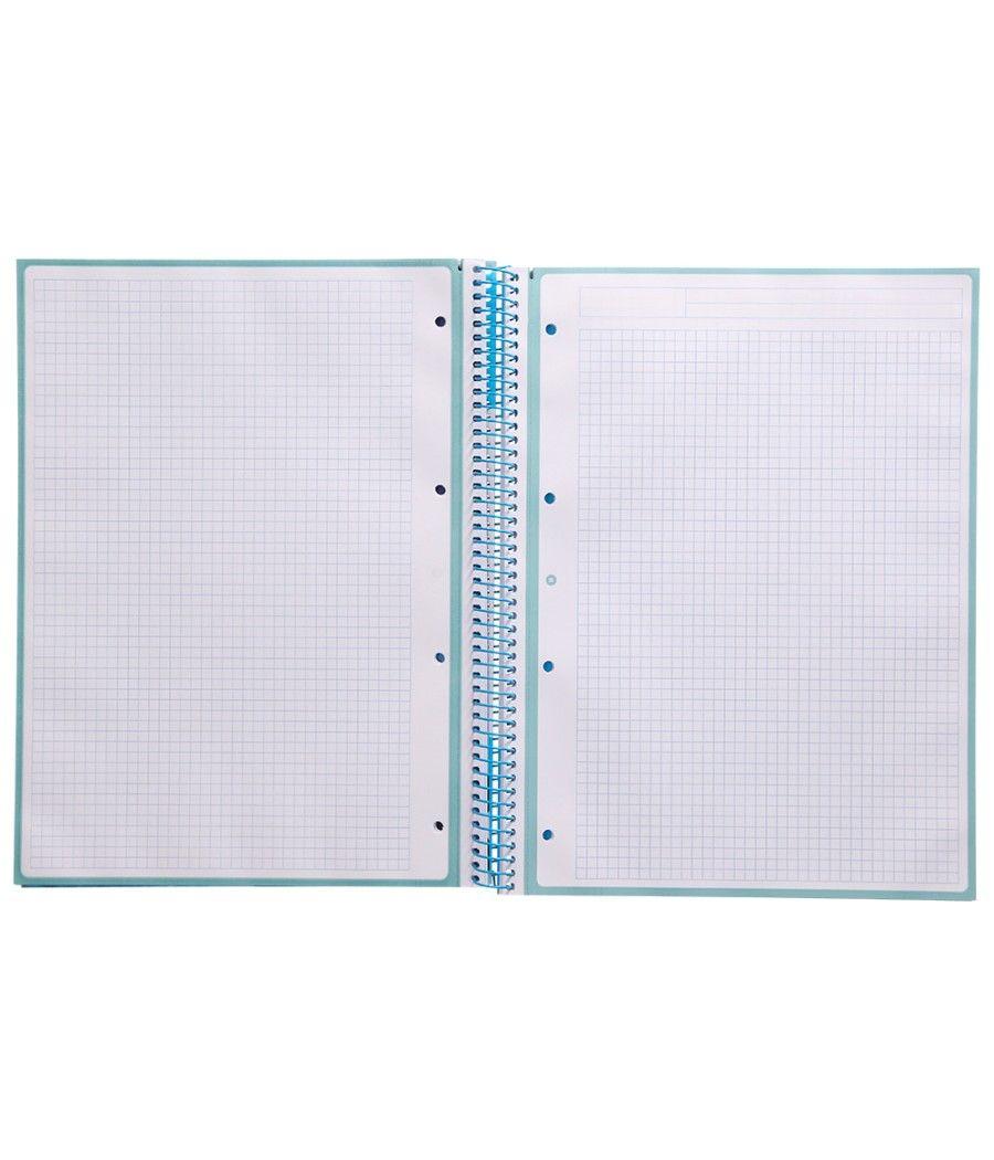 Cuaderno espiral liderpapel a4 micro antartik tapa forrada 80h 90 gr cuadro 5mm 1 banda 4 taladros celeste - Imagen 6