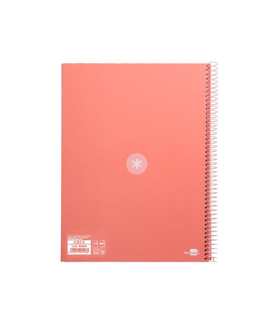 Cuaderno espiral liderpapel a4 micro antartik tapa forrada 80h 90 gr cuadro 5mm 1 banda 4 taladros rosa claro - Imagen 4