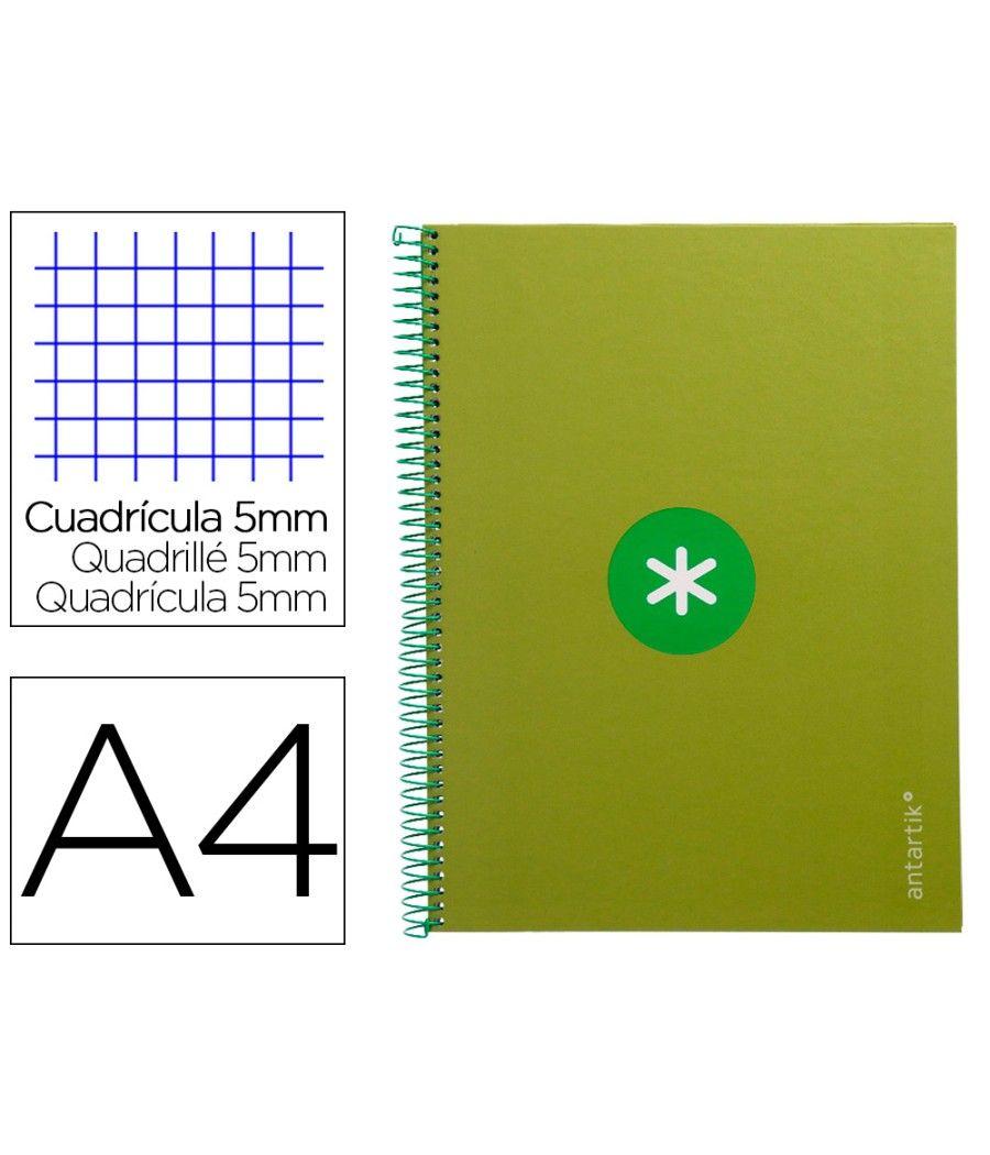 Cuaderno espiral liderpapel a4 micro antartik tapa forrada 80h 90 gr cuadro 5mm 1 banda 4 taladros verde - Imagen 2