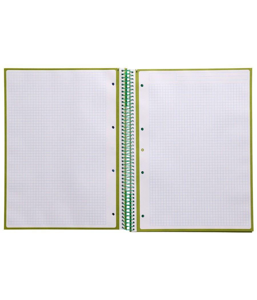 Cuaderno espiral liderpapel a4 micro antartik tapa forrada 80h 90 gr cuadro 5mm 1 banda 4 taladros verde - Imagen 6