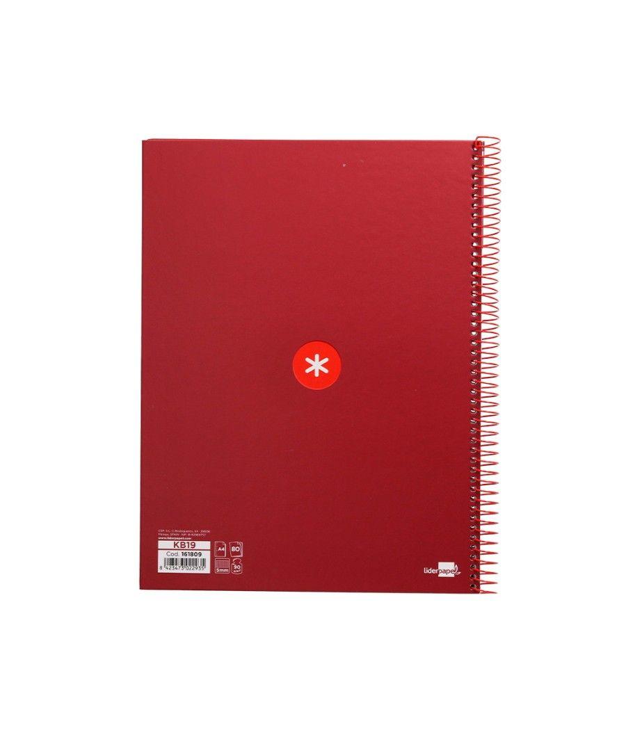 Cuaderno espiral liderpapel a4 micro antartik tapa forrada 80h 90 gr cuadro 5mm 1 banda 4 taladros frambuesa - Imagen 4