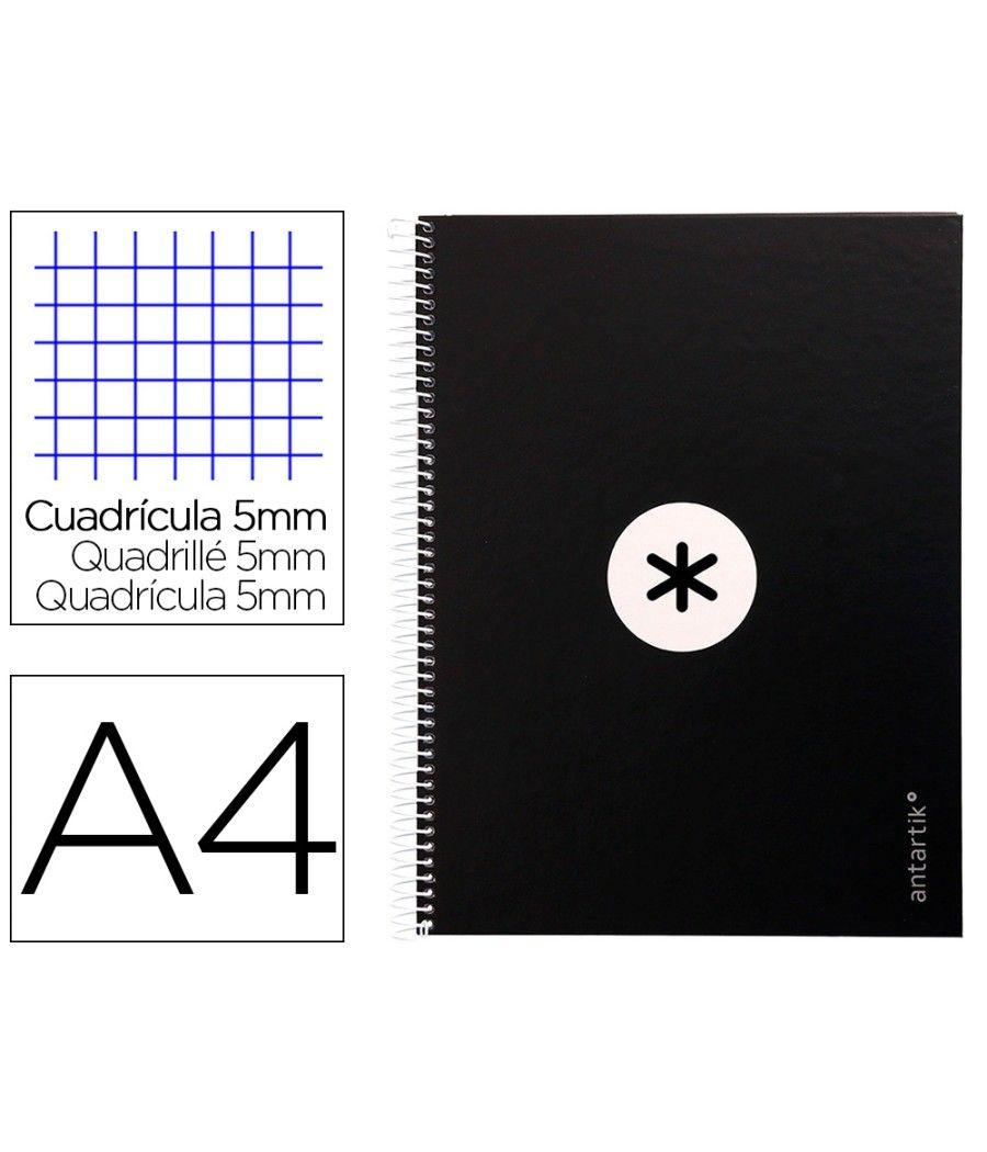 Cuaderno espiral liderpapel a4 micro antartik tapa forrada 80h 90 gr cuadro 5mm 1 banda 4 taladros negro - Imagen 2