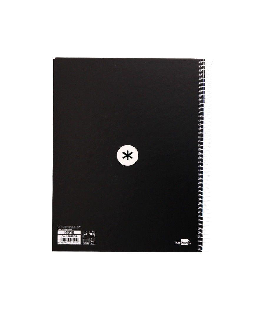 Cuaderno espiral liderpapel a4 micro antartik tapa forrada 80h 90 gr cuadro 5mm 1 banda 4 taladros negro - Imagen 4