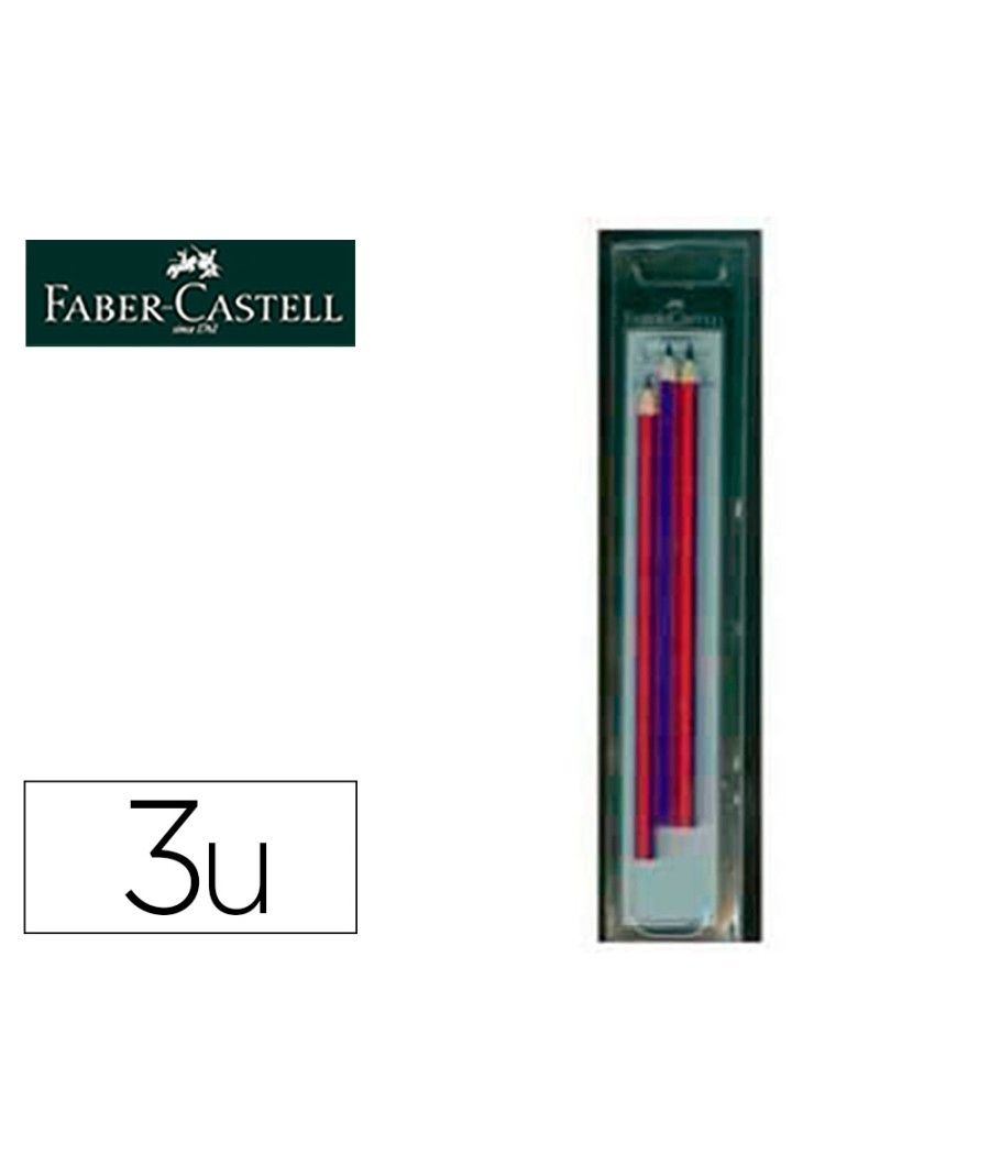 Lápices bicolor fino faber castell 2160-rb hexagonal rojo/azul blister de 3 unidades - Imagen 2