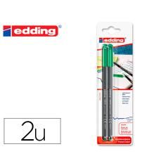 Rotulador edding punta fibra 1200 verde n.4 punta redonda 0.5 mm blister de 2 unidades