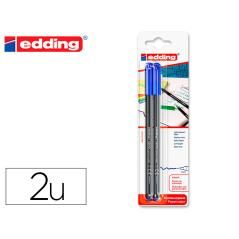 Rotulador edding punta fibra 1200 azul n.3 punta redonda 0.5 mm blister de 2 unidades