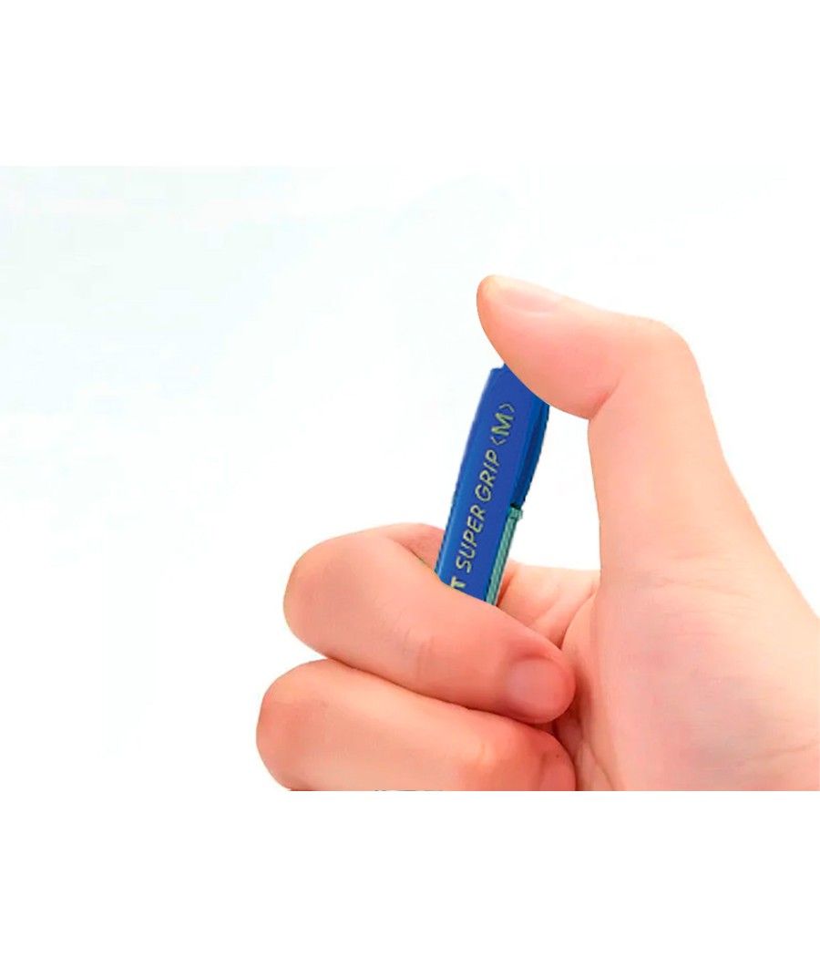 Bolígrafo pilot super grip azul retráctil sujecion de caucho tinta base de aceite en blister de 2 unidades - Imagen 6