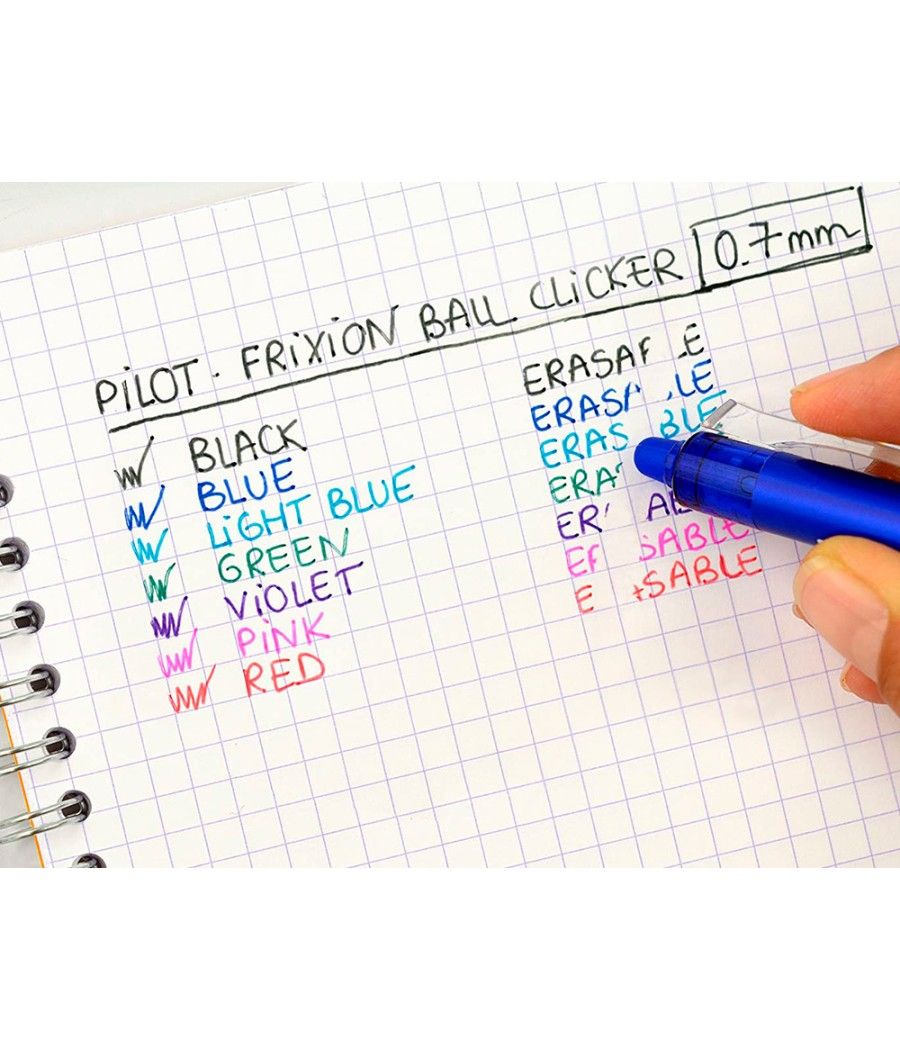 Bolígrafo pilot frixion clicker borrable 0,7 mm punta media azul en blister - Imagen 7