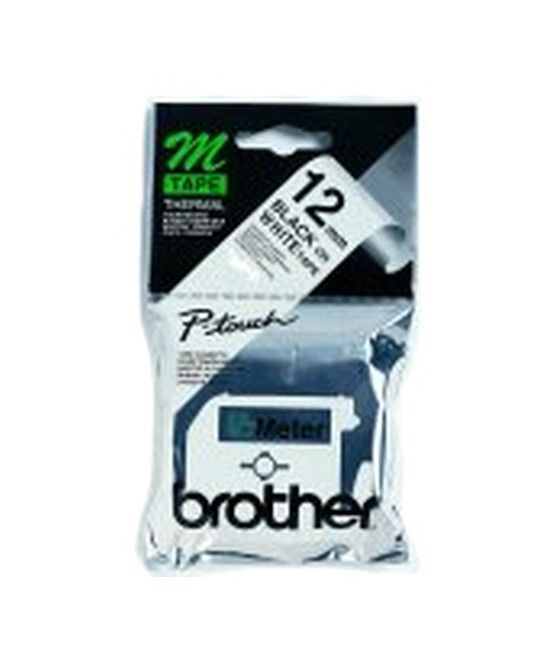 Brother Labelling Tape - 12mm, Black/White, Blister cinta para impresora de etiquetas M - Imagen 1