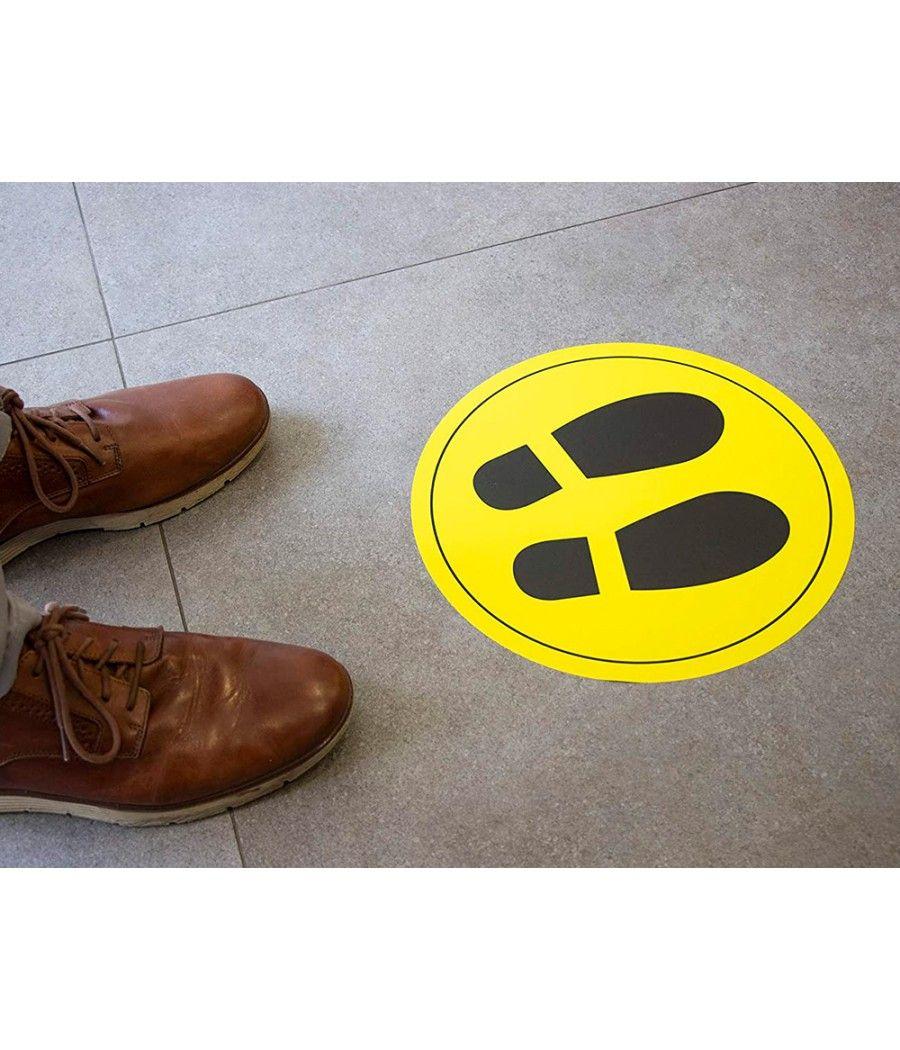 Circulo de señalizacion adhesivo apli para suelo pvc 100 mc pies color amarillo/negro diametro 30 cm - Imagen 4