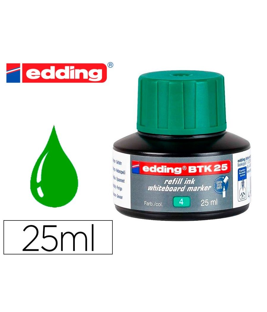 Tinta rotulador edding pizarra blanca btk-25 color verde frasco de 25 ml - Imagen 2