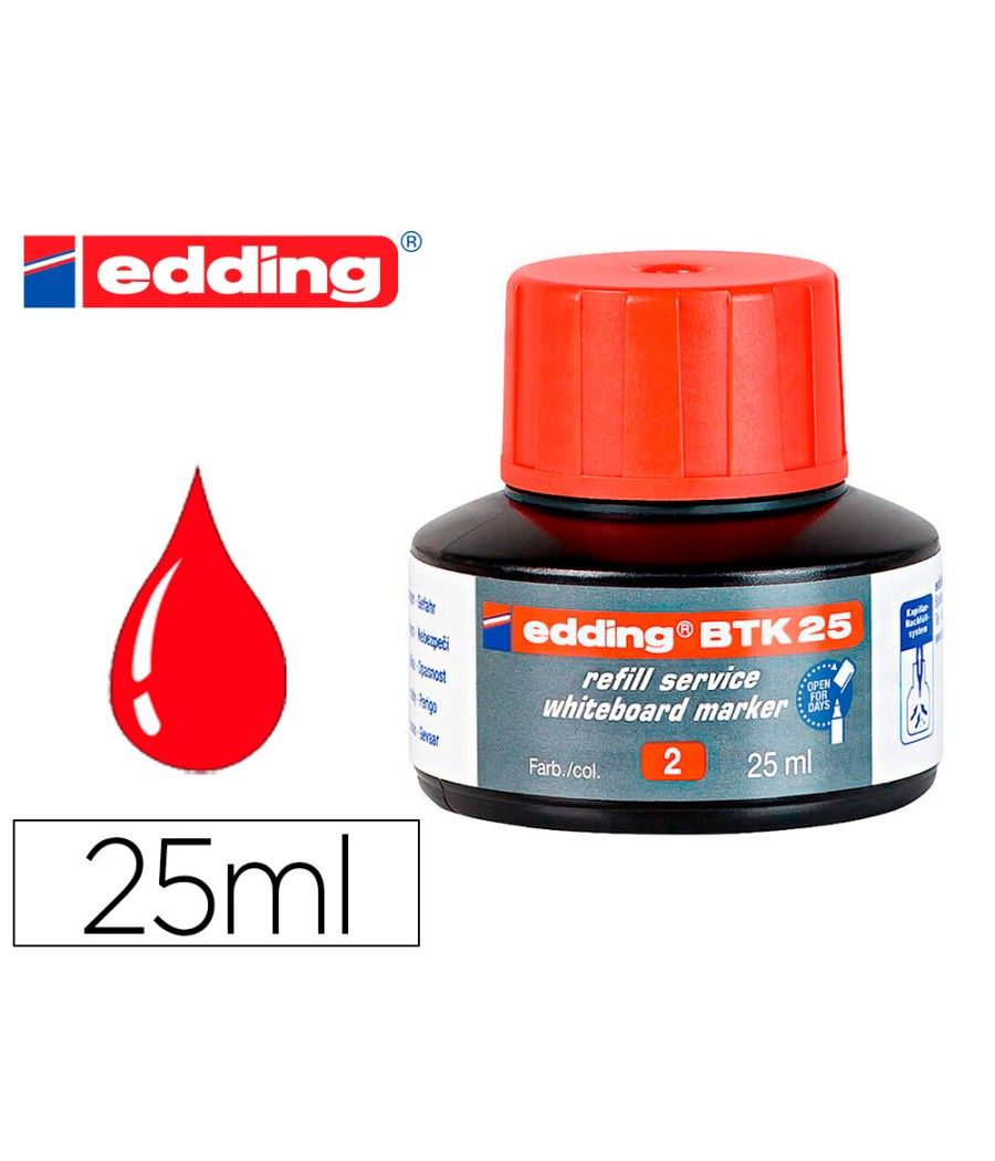 Tinta rotulador edding pizarra blanca btk-25 color rojo frasco de 25 ml - Imagen 2