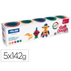 Pasta milan para modelar soft dough glitter caja de 5 botes colores surtidos 142 g - Imagen 2