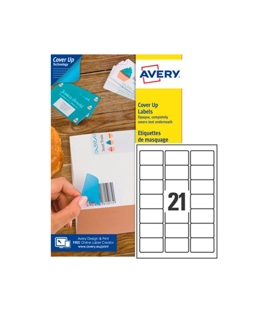 Etiqueta adhesiva avery permanente para impresora láser blanca 63,5x38,1 mm caja de 525 unidades - Imagen 3