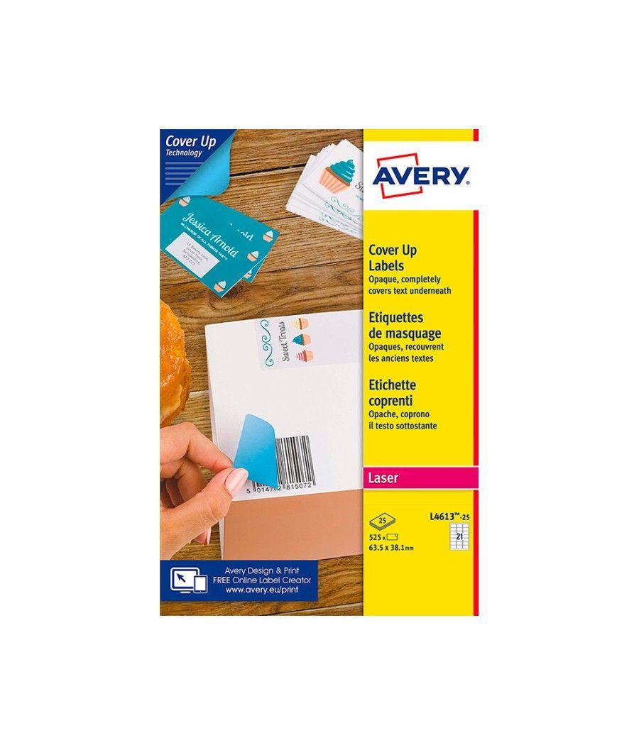 Etiqueta adhesiva avery permanente para impresora láser blanca 63,5x38,1 mm caja de 525 unidades - Imagen 8