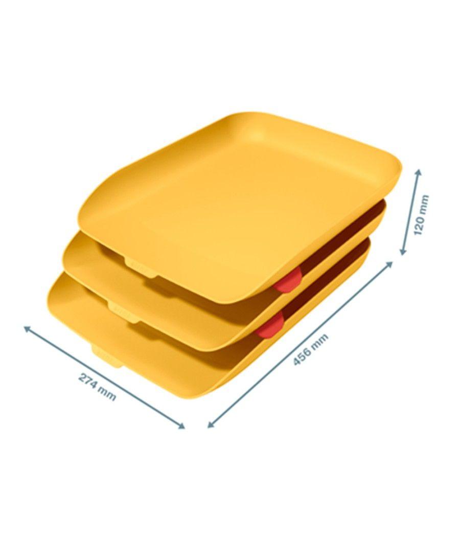 Bandeja sobremesa plástico leitz cosy set de 3 unidades amarillo 274x120x456 mm - Imagen 3