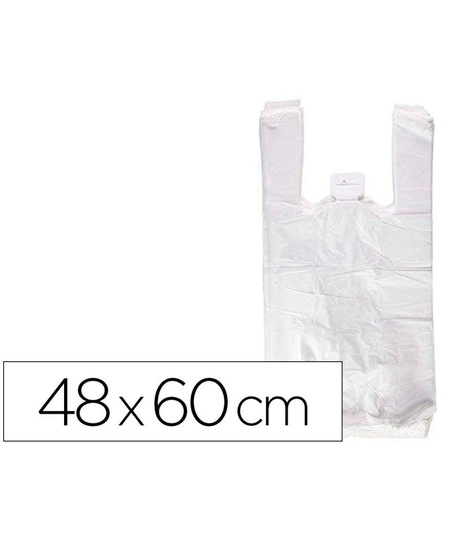 Bolsa camiseta reciclada 70% blanca 50 mc 48x60 cm apta legislacion de bolsas 2021 PACK 90 UNIDADES - Imagen 2