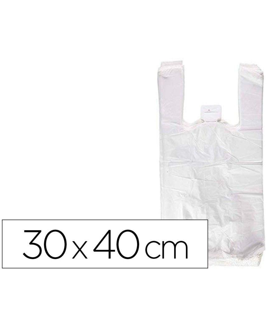 Bolsa camiseta reciclada 70% blanca 50 mc 30x40 cm apta legislacion de bolsas 2021 PACK 120 UNIDADES - Imagen 2