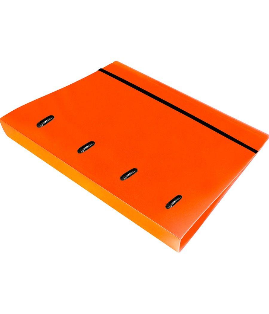 Carpeta con recambio liderpapel a4 cuadro 5mm 100 hojas 80g polipropileno 4 anillas 25mm color naranja - Imagen 5