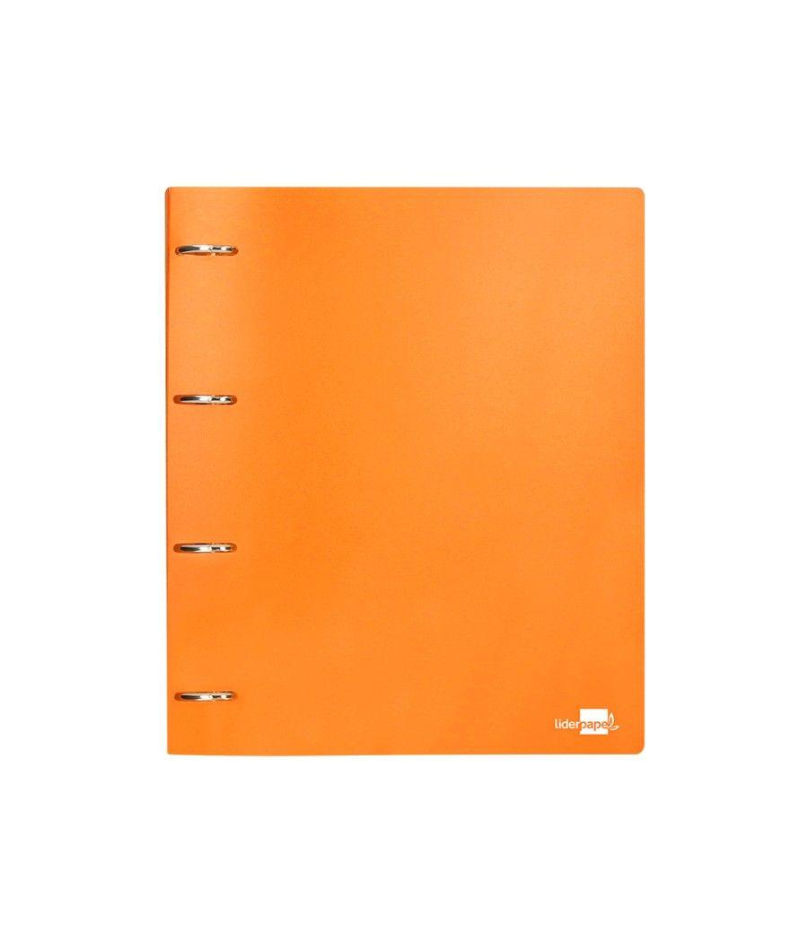 Carpeta liderpapel 4 anillas mixtas 40 mm polipropileno din a4 naranja flúor opaco - Imagen 3