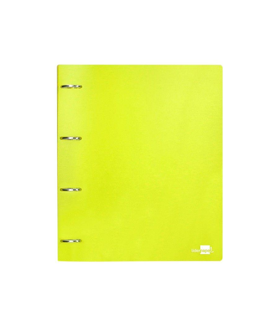 Carpeta liderpapel 4 anillas mixtas 40 mm polipropileno din a4 amarillo flúor opaco - Imagen 3