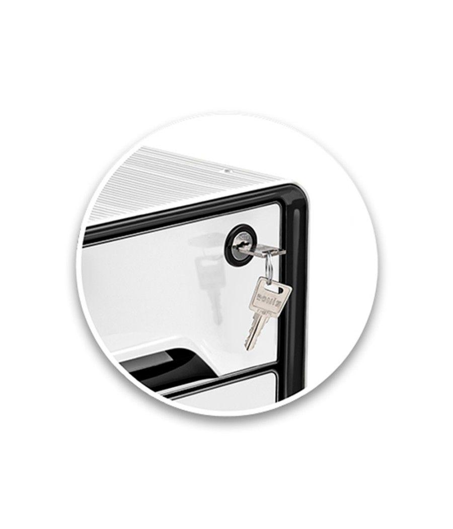 Fichero cajones de sobremesa cep smoove secure con cerradura 4 cajones color blanco/negro 288x360x270 mm - Imagen 6