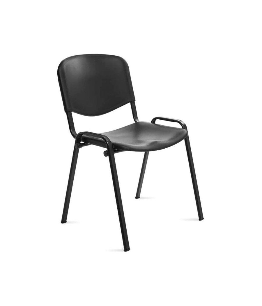 Silla rocada confidente estructura metálica respaldo y asiento en polimero color negro - Imagen 2