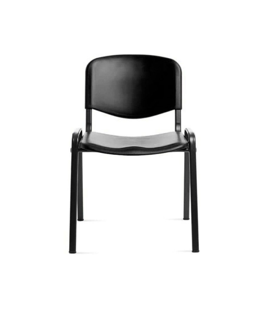Silla rocada confidente estructura metálica respaldo y asiento en polimero color negro - Imagen 3