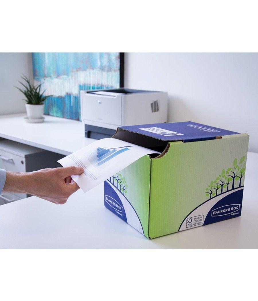 Contenedor papelera reciclaje fellowes sobremesa cartón 100% reciclado montaje manual entrada frontal y tapa - Imagen 5