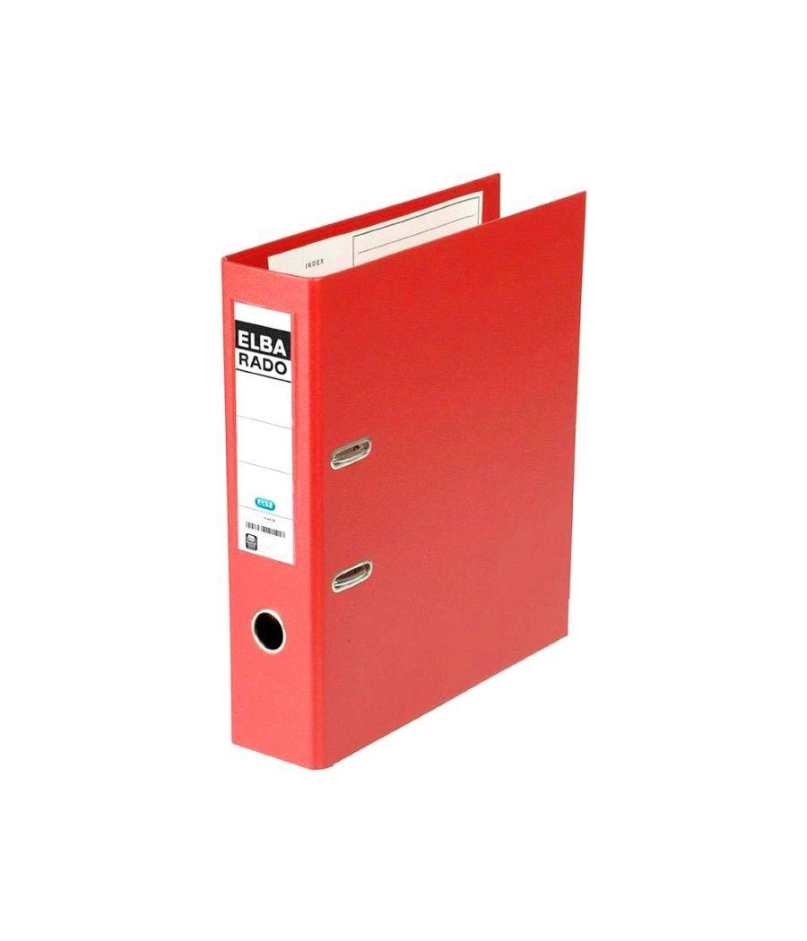Archivador de palanca elba chic cartón forrado pvc con rado folio lomo de 80 mm rojo - Imagen 3