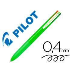 Bolígrafo pilot super grip g 4 colores retráctil sujecion de caucho tinta base de aceite cuerpo color verde PACK 12 UNIDADES