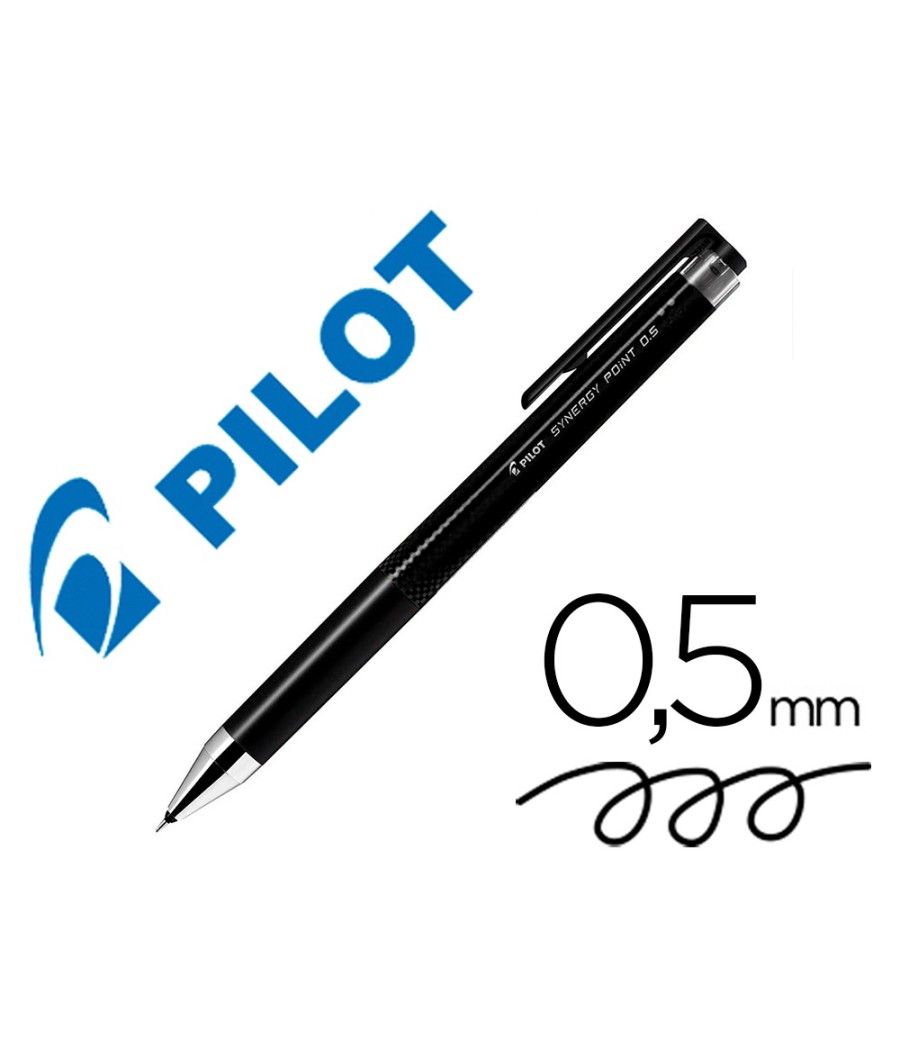 Bolígrafo pilot synergy point retráctil sujecion de caucho tinta gel 0,5 mm negro PACK 12 UNIDADES - Imagen 2