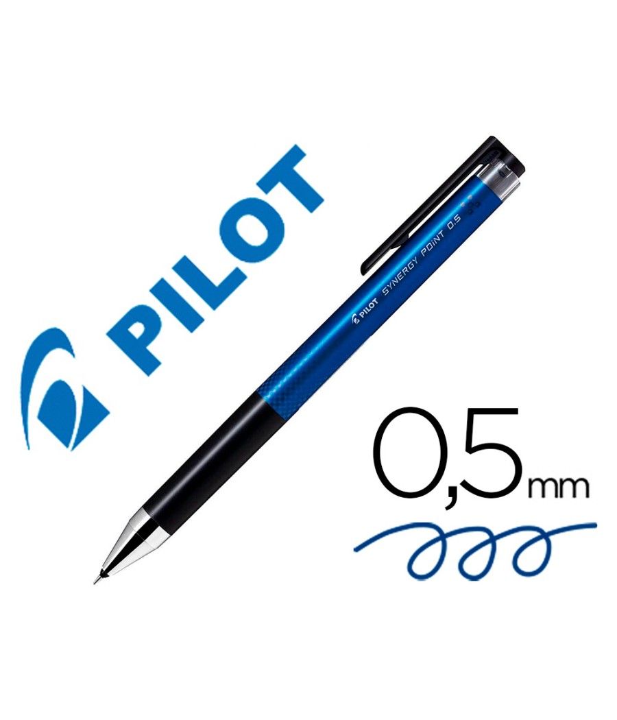 Bolígrafo pilot synergy point retráctil sujecion de caucho tinta gel 0,5 mm azul PACK 12 UNIDADES - Imagen 2