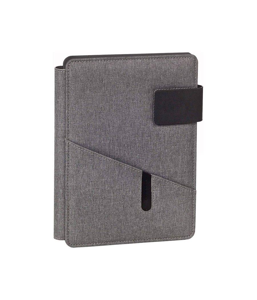 Portanotas carchivo venture din a5 con soporte smartphone cuaderno color gris - Imagen 4