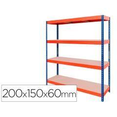 Estantería metálica ar stabil xl 200x150x60 cm 4 estantes 500 kg por estante bandeja de madera sin tornillos color - Imagen 2