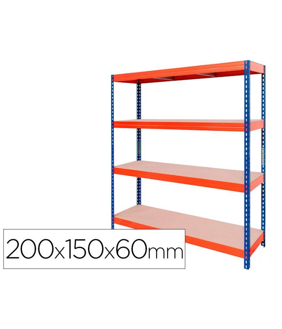 Estantería metálica ar stabil xl 200x150x60 cm 4 estantes 500 kg por estante bandeja de madera sin tornillos color - Imagen 2