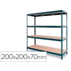 Estantería metálica ar stocker 200x200x70 cm 4 estantes 450 kg por estante bandeja de madera sin - Imagen 2