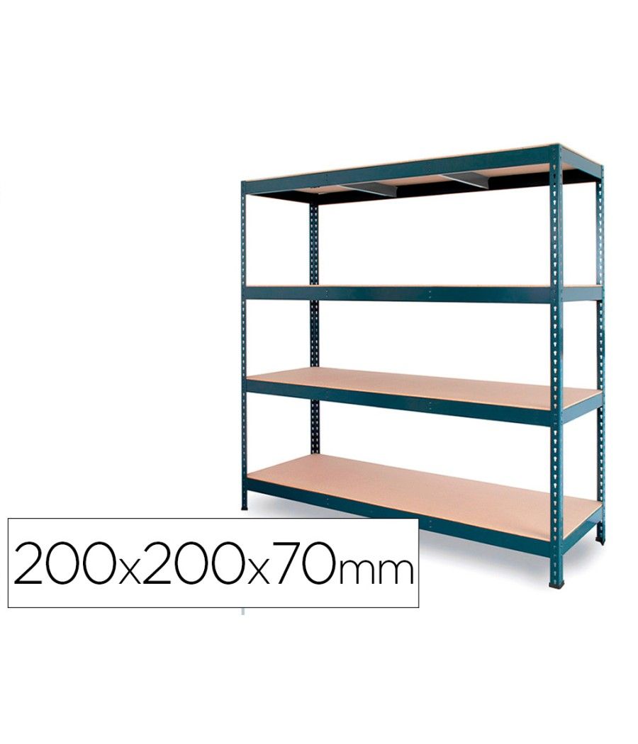 Estantería metálica ar stocker 200x200x70 cm 4 estantes 450 kg por estante bandeja de madera sin - Imagen 2