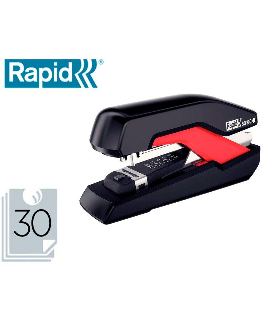 Grapadora rapid so30c plástico negro/rojo capacidad 30 hojas usa grapas omnipress 30 - Imagen 2