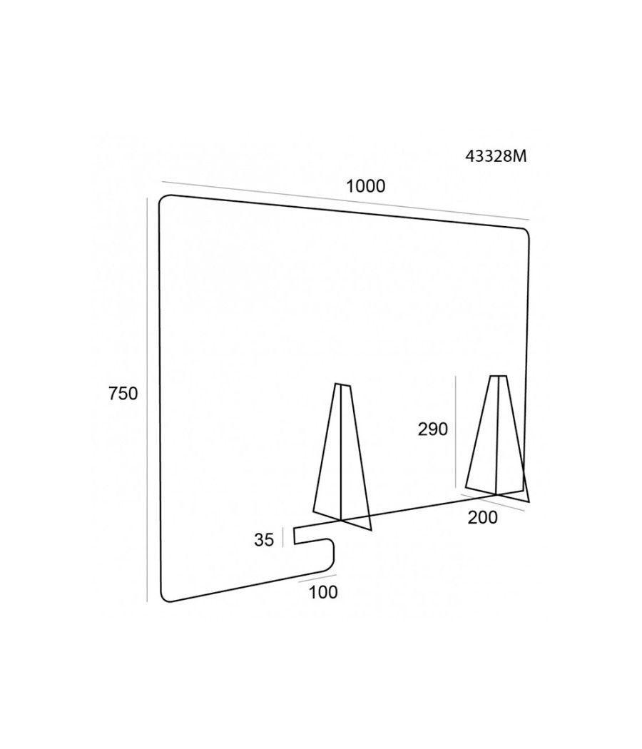 Pantalla de protección archivo 2000 sobremesa metacrilato transparente 1000x750 mm - Imagen 4