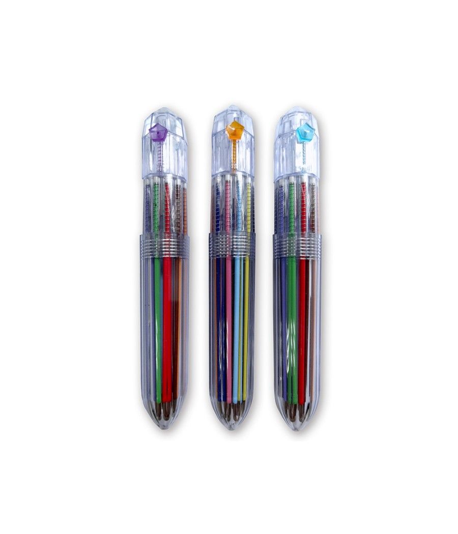 Bolígrafo liderpapel 10 en 1 cuerpo transparente 10 colores 1 mm retráctil PACK 36 UNIDADES - Imagen 2