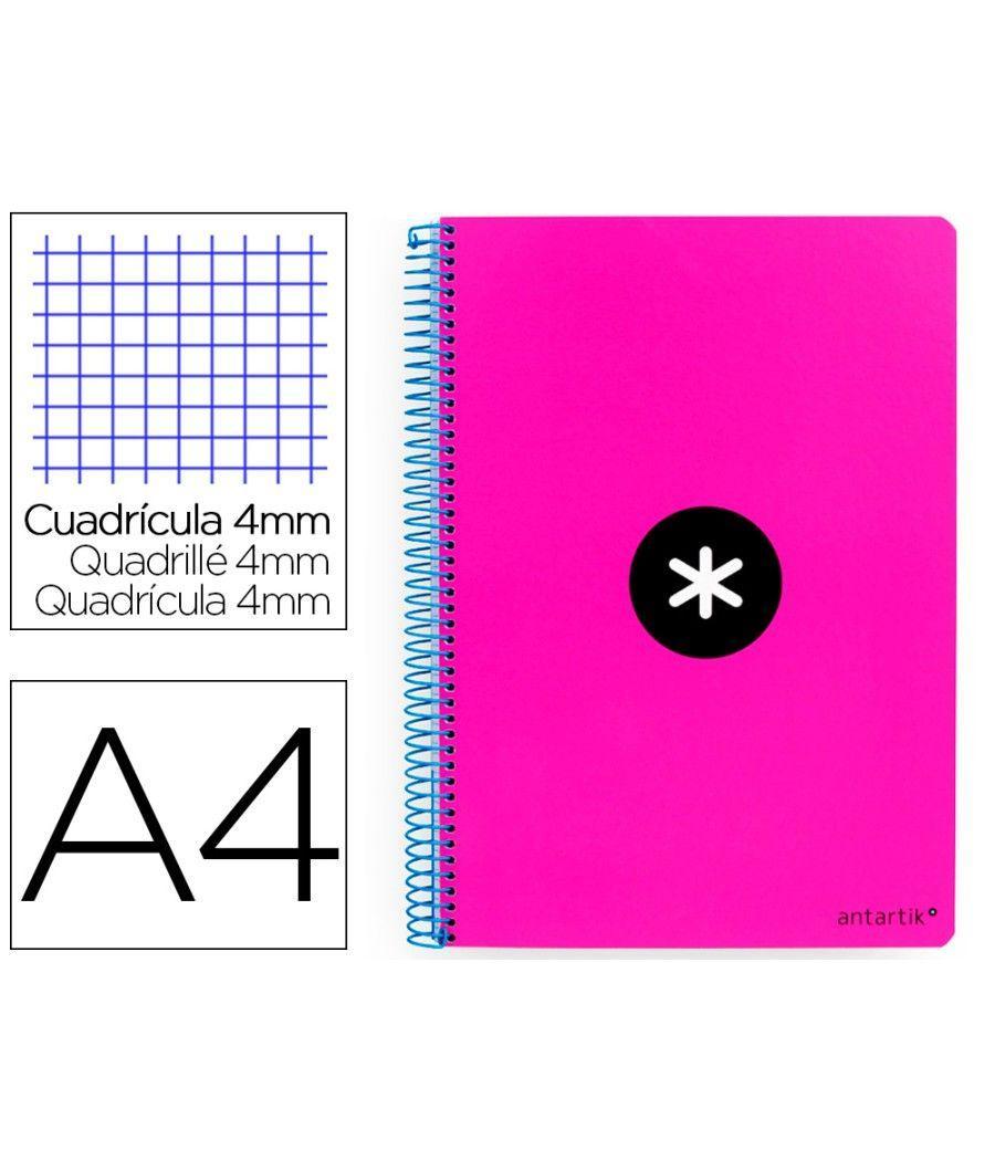 Cuaderno espiral liderpapel a4 antartik tapa dura 80h 100gr cuadro 4mm con margen color rosa flúor PACK 3 UNIDADES - Imagen 2