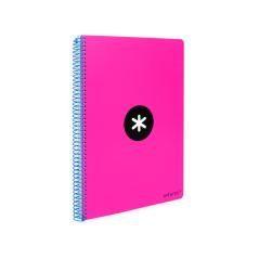 Cuaderno espiral liderpapel a4 antartik tapa dura 80h 100gr cuadro 4mm con margen color rosa flúor PACK 3 UNIDADES - Imagen 3