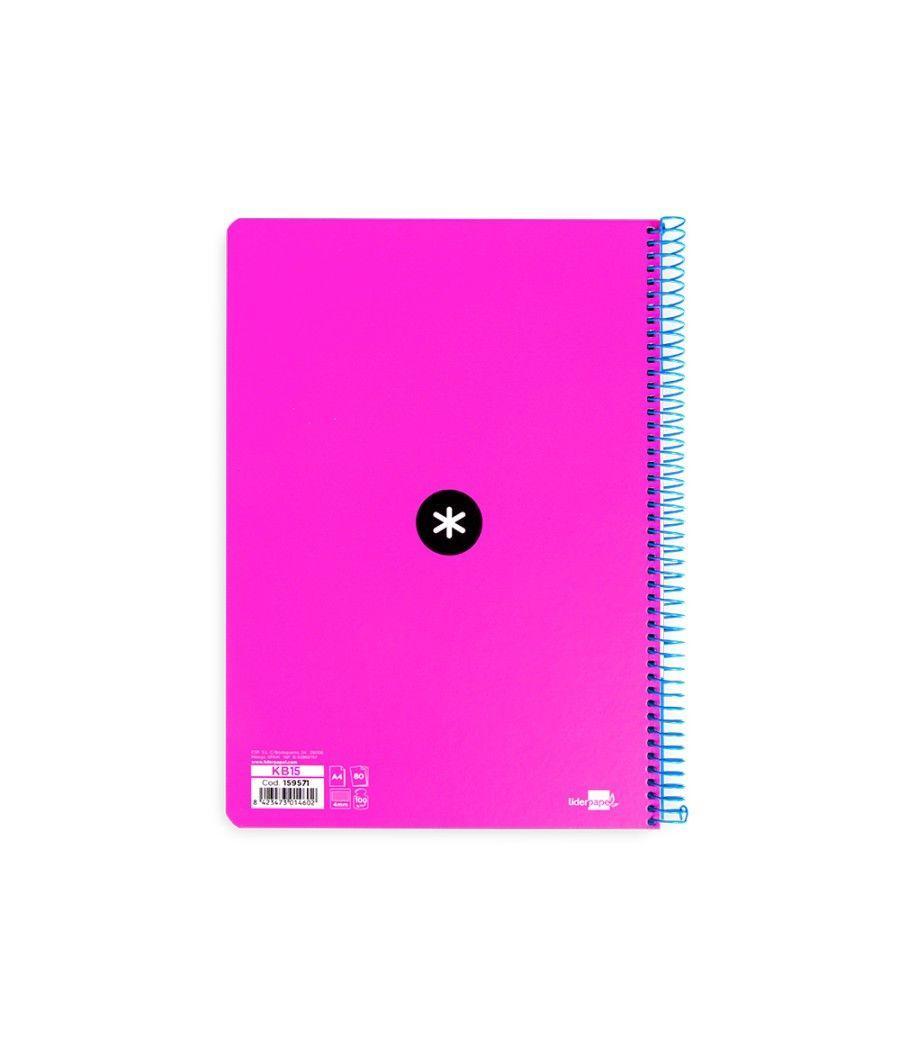 Cuaderno espiral liderpapel a4 antartik tapa dura 80h 100gr cuadro 4mm con margen color rosa flúor PACK 3 UNIDADES - Imagen 8