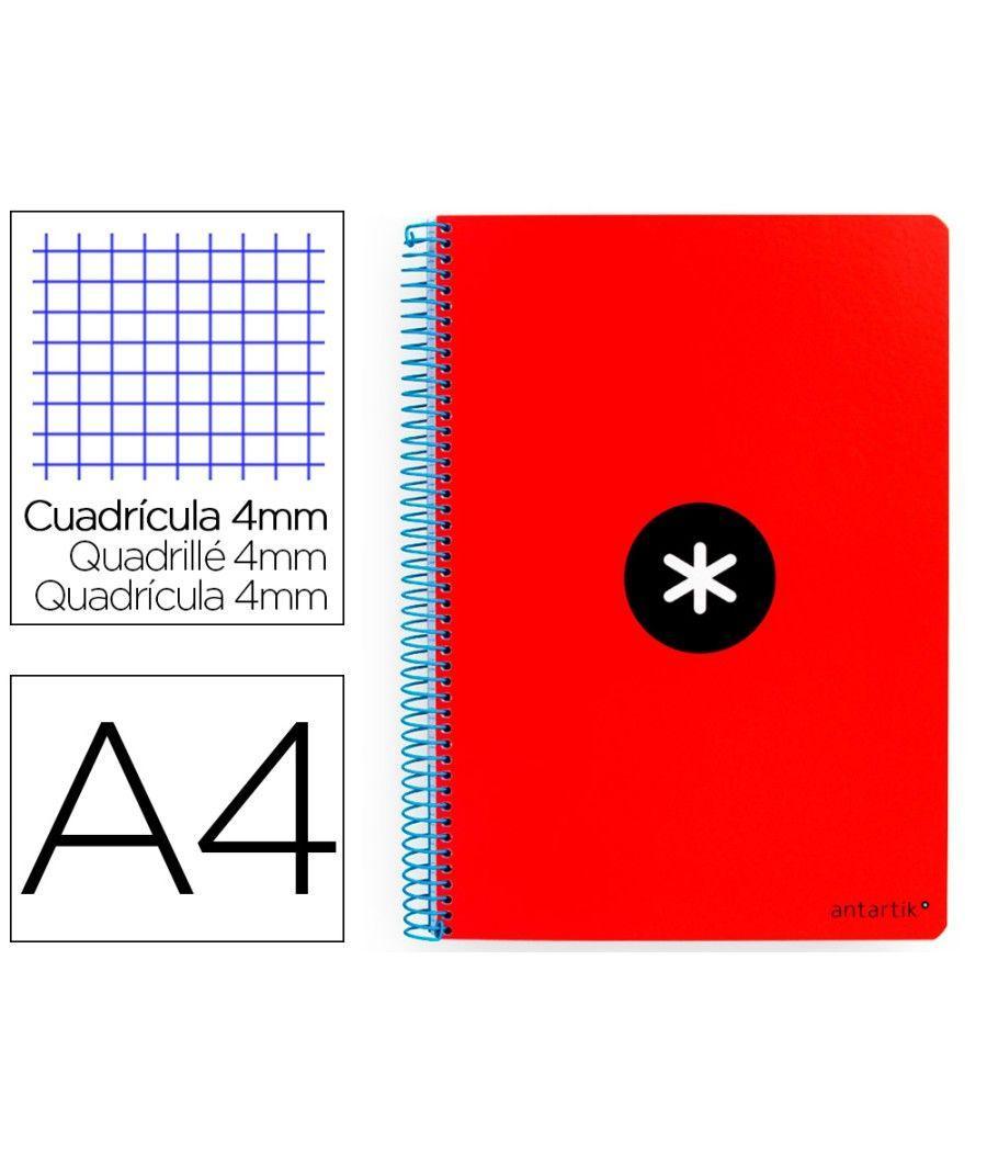 Cuaderno espiral liderpapel a4 antartik tapa dura 80h 100gr cuadro 4mm con margen color rojo PACK 3 UNIDADES - Imagen 2